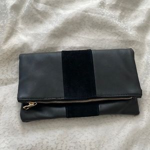 Black faux leather/suede clutch